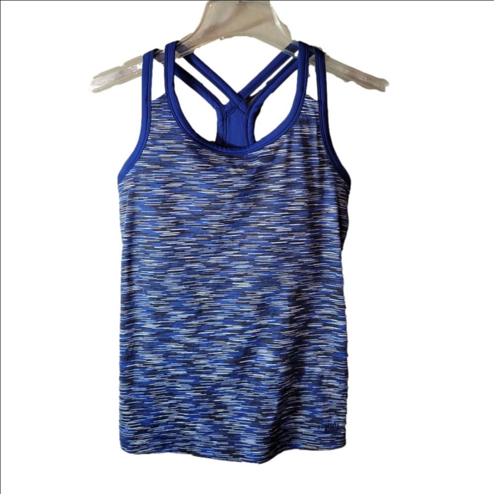 Rab sports bra tank built in bra UK designed SIZE 10 heathered blue racerback